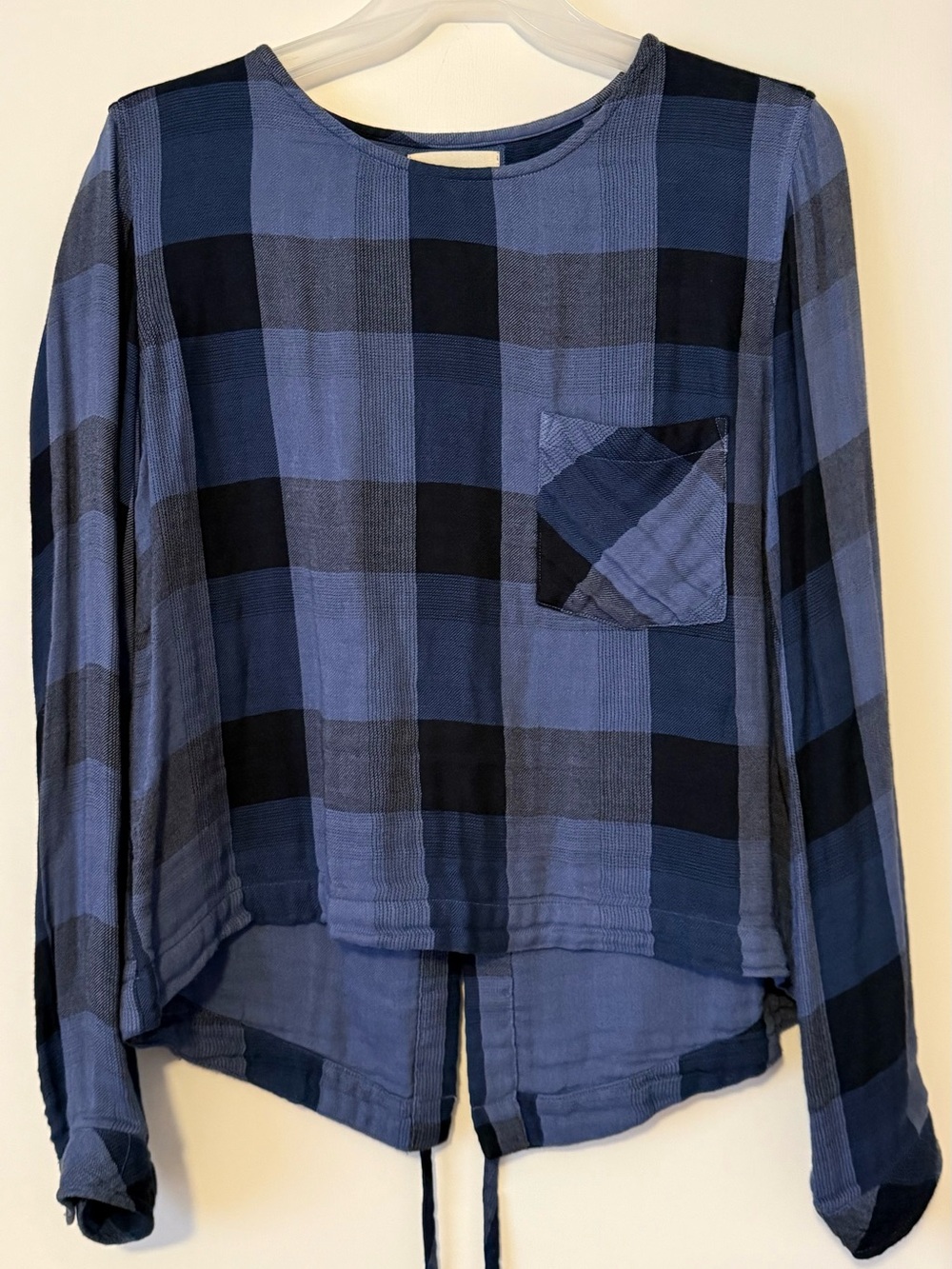 Anthropologie Cloth & Stone Plaid Tie-Up Back Blouse